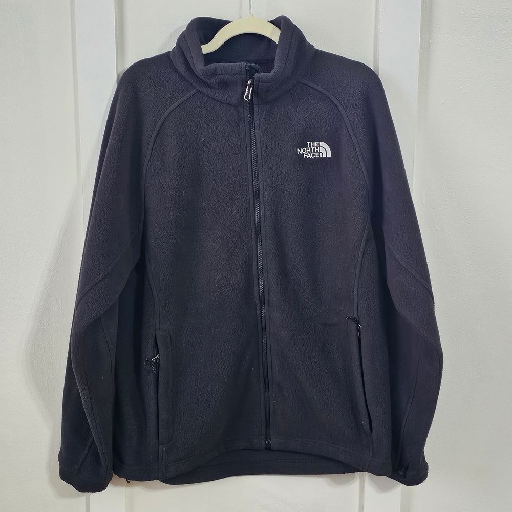 The North Face Jacket Mens Large Black Fleece Windbreaker Full Zip Collared